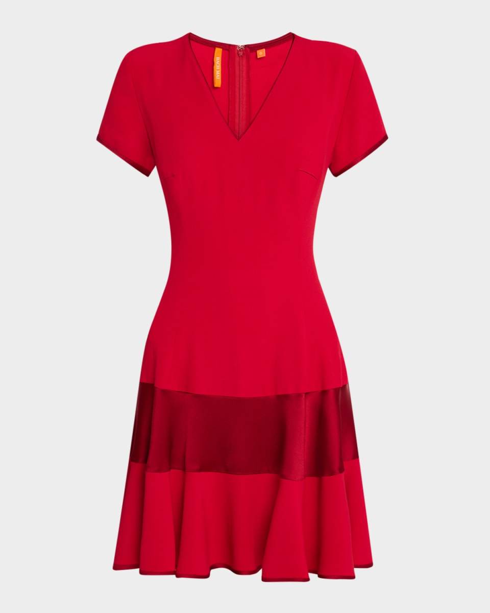 V-Neck Short-Sleeve Flounce Dress